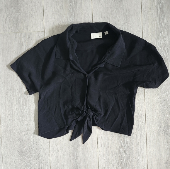 Black wilfred free button down tie front blouse - Picture 1 of 4